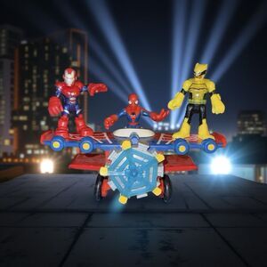 Playskool Heroes Stunt Wing Spider Plane with Spider-Man Iron Man The Signal Set